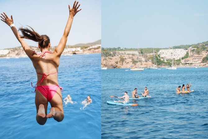 5 Hour Adults Ibiza Boat Trip + lunch, 6 drinks, SUP Boards & DJ - Lunch and Up to 6 Drinks: Real Value, Real Expectations