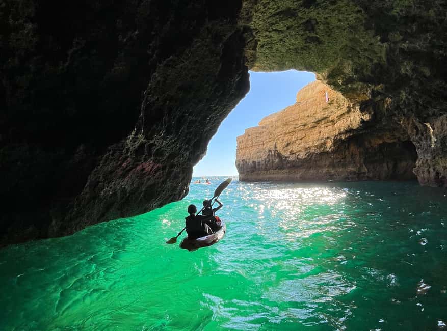 Albufeira: Hidden Beaches & Cliffs Guided Kayak Cave Tour - Paddling Past Praia da Coelha: The Cliff-Watching Portion That Actually Matters
