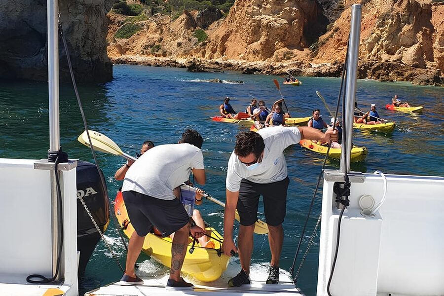 Albufeira Marina: Benagil Cave to Marinha Beach Kayak Tour - Catamaran to Kayak: Why Starting at Albufeira Marina Works