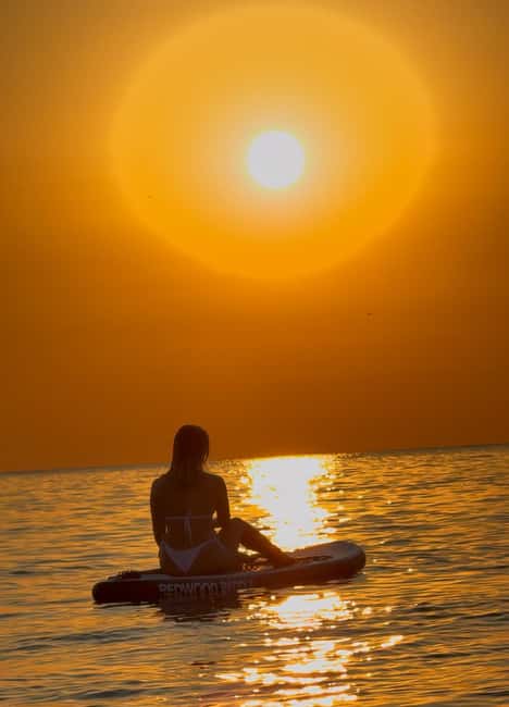 BARCELONA PADDLE SURF SUNRISE+BREAKFAST+PHOTOSVIDEOS4K+GUIDE - The First Push Into Open Water: Calm Sea, First Light