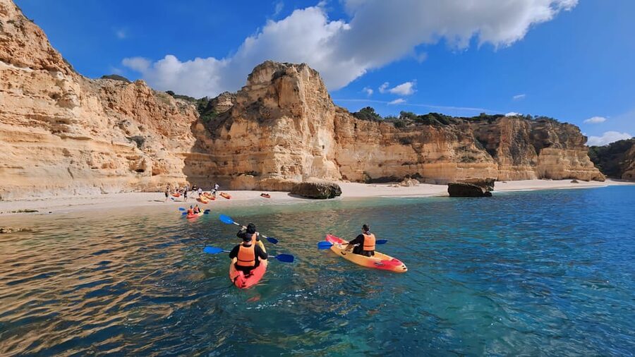 Benagil: Sunrise kayak tour Benagil caves and secret spots - Benagil Beach: the calm moment after the big cave photos