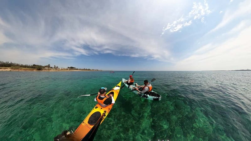 Brindisi: Kayaking at Sant'Andrea Island - Alfonsino Castle from below: carparo stone meets open water