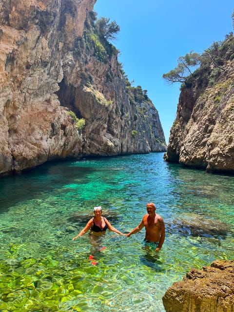 Cala Granadella: Cala en Caló Sea Cave Snorkel & Kayak Tour - Cliff jumping on request: fun option, not a guarantee
