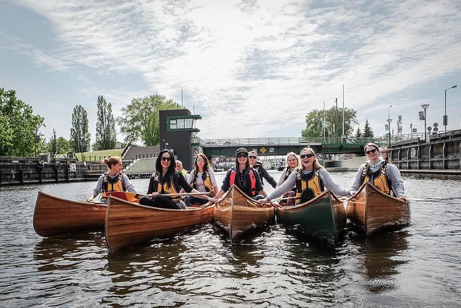 Cedar canoe tour in Klaipeda - ideal for Cruise Ship travelers. - Handmade cedar strip canoes and the practical safety setup