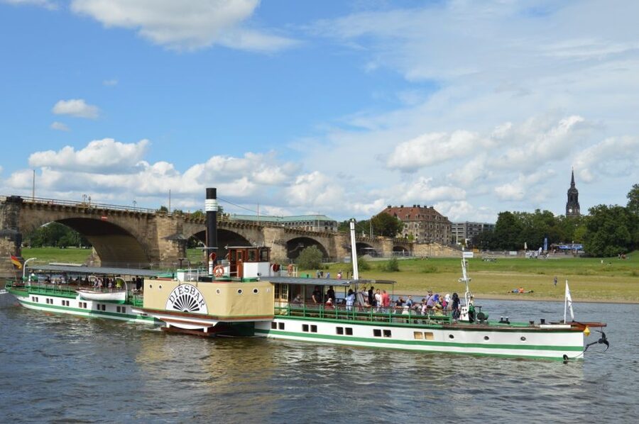 Dresden: Paddle Steamer Cruise & Canaletto View - Pieschener Hafen and the International Congress Center: the city beyond the postcard
