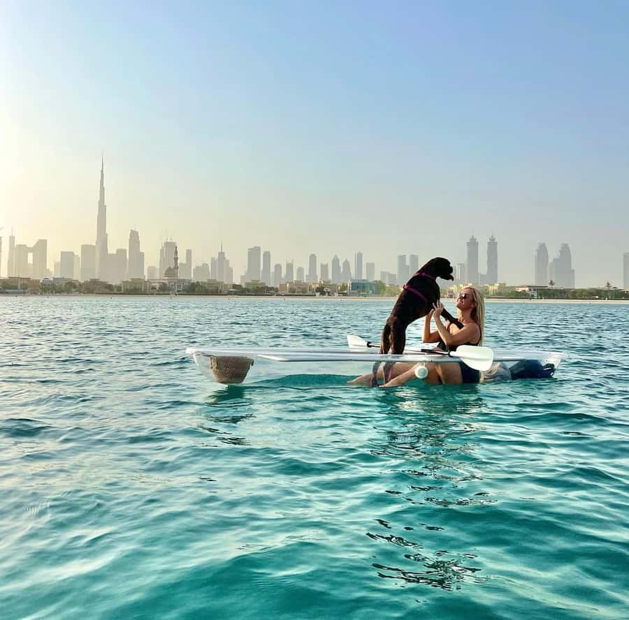 Dubai: Clear Kayaking Experience with Burj Khalifa View - Self-Guided Paddling: Using the Transparent Kayak Underwater