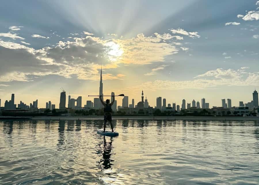 Dubai: Stand-Up Paddle Boarding with Burj Khalifa View - What’s Included: Beach Entry, Life Vests, and Paddling Necessities