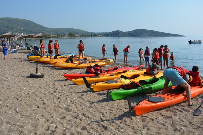 Epidavros sea kayak at the Ancient sunken city tour, small ancient theater - Athina EcoFarm lunch: local organic food with a calm finish