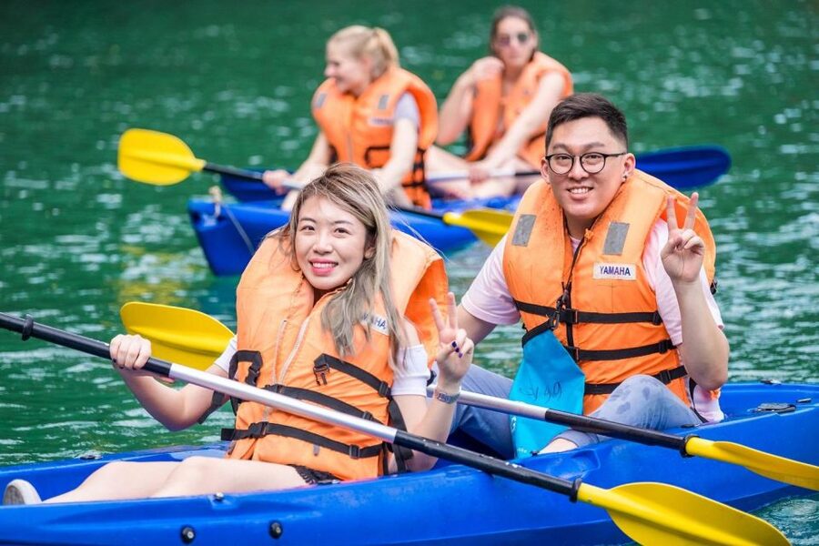 From Hanoi: Halong Bay Day Trip w/ Cave, Island & Kayak - The Sunset Party: Red Wine, Snacks, and Group Vibes
