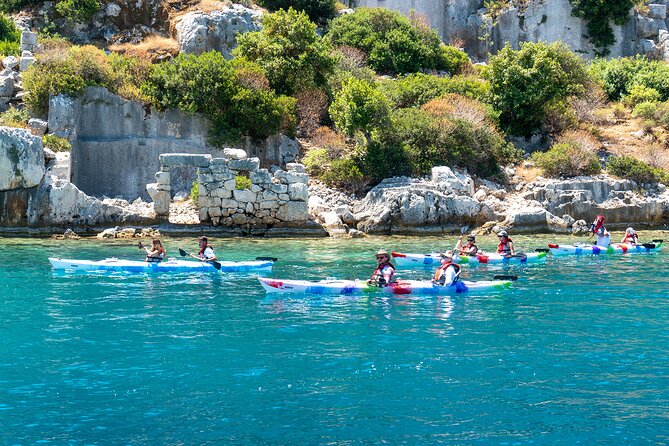 From Kas: Guided Kekova Sea Kayaking Tour - Entering the water off Uçağiz: calm coaching, then real coastline