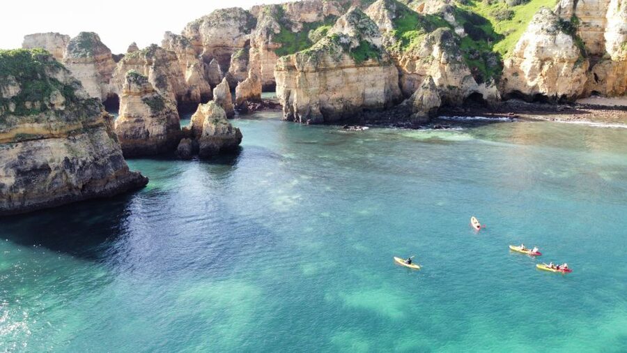 From Lagos: Kayak Experience in Ponta da Piedade - Why the support boat makes this feel comfortable (not just adventurous)