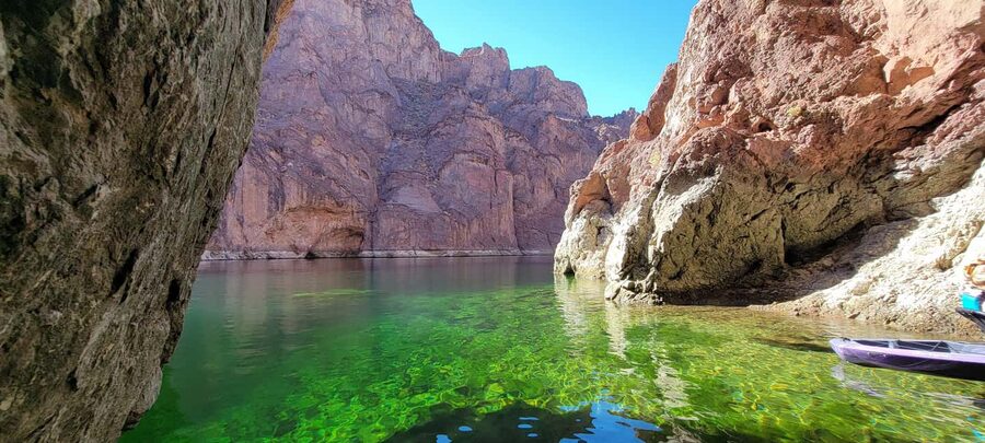 From Las Vegas: Emerald Cave Kayak Tour with Hotel Pickup - The short historical hike and the swim break