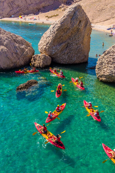 From Metajna/Novalja: Pag Bay Guided Sea Kayaking Tour - The paddle to Sušac: cliffs, sandy bays, and your first swim