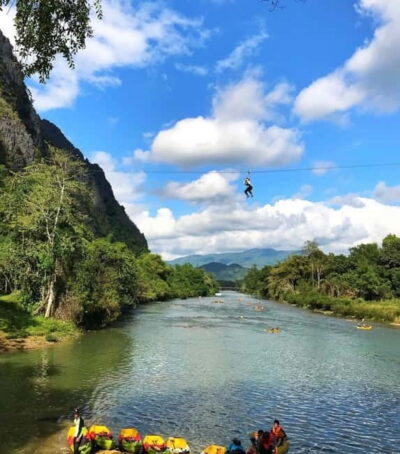 From Vientiane: Vang Vieng Tour with Cave Kayak & Zipline - Kayaking on the Nam Song River: Calm Paddle, Scenic Break