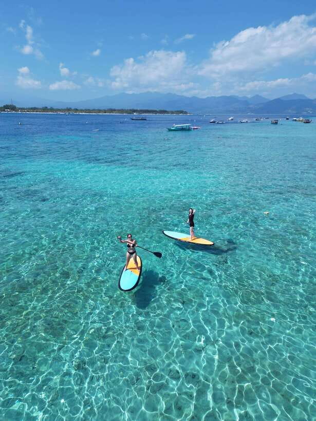 Gili sunrise stand-up paddle boarding (drone photoshoot) - Stop 2: Floating around three Gili islands for sunrise views