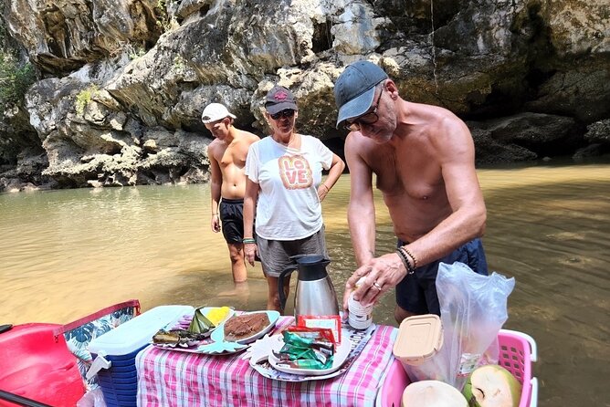 Half Day Kayaking Experience In Ao Thalane - The food break: traditional Thai dessert and fresh fruit on the water