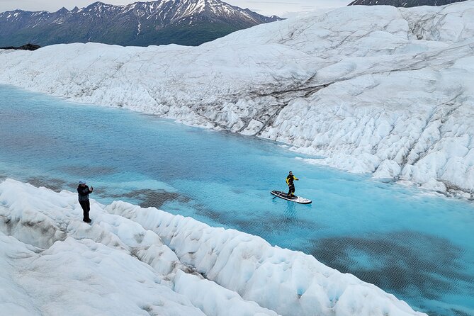 Helicopter and Glacier Paddle Boarding -PRIVATE - Glacier paddle boarding: melt ponds, ice tunnels, and water time