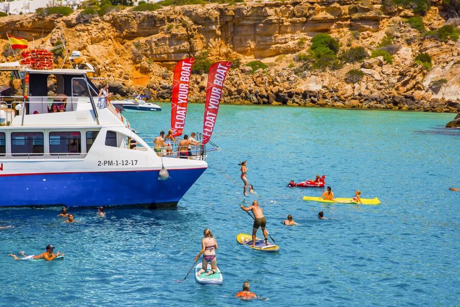 Ibiza: Beach Hopping Cruise w/ Paddleboard, Food, & Drinks - From San Antonio Harbor to Beach Time: how the day starts