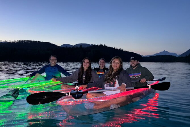Illuminated Glass Kayak Sunset Tour//Whitefish, MT - Whitefish Lake at dusk: what the LED lights change for your eyes