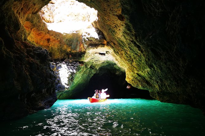 Kayak Benagil Cave with 1st kayak tour company - Stop by Praia da Marinha: arches first, then cave life