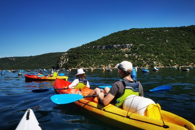 Kayaking Experience in Lim Bay Sea in The Croatian Fjord - The mid-bay beach break and the relaxed return paddle