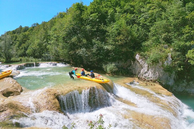 Kayaking on Upper Mreznica River - Slunj, Croatia - The 15 travertine waterfalls run: how the route is paced