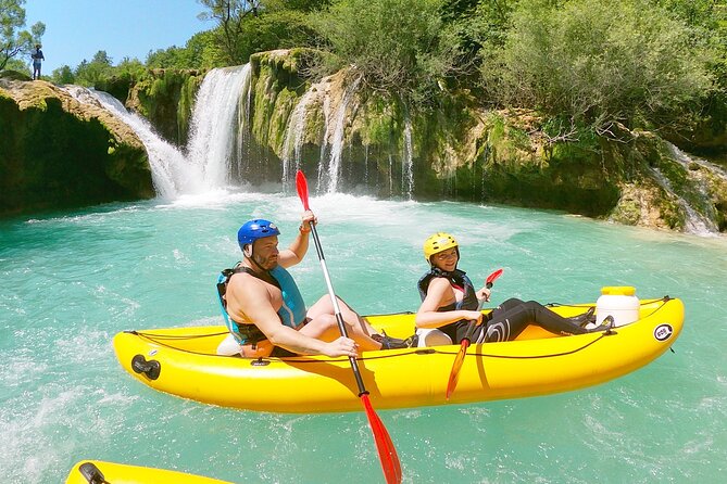 Kayaking on Upper Mreznica River - Slunj, Croatia - Kayak setup and paddling: tandem comfort for new paddlers