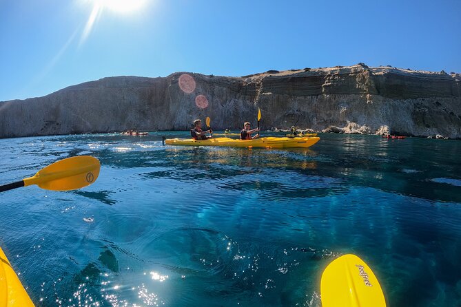 Kayaking Tour to the secrets of Milos - Tsigrado Beach: Golden Sand, Clear Water, and Sea Caves