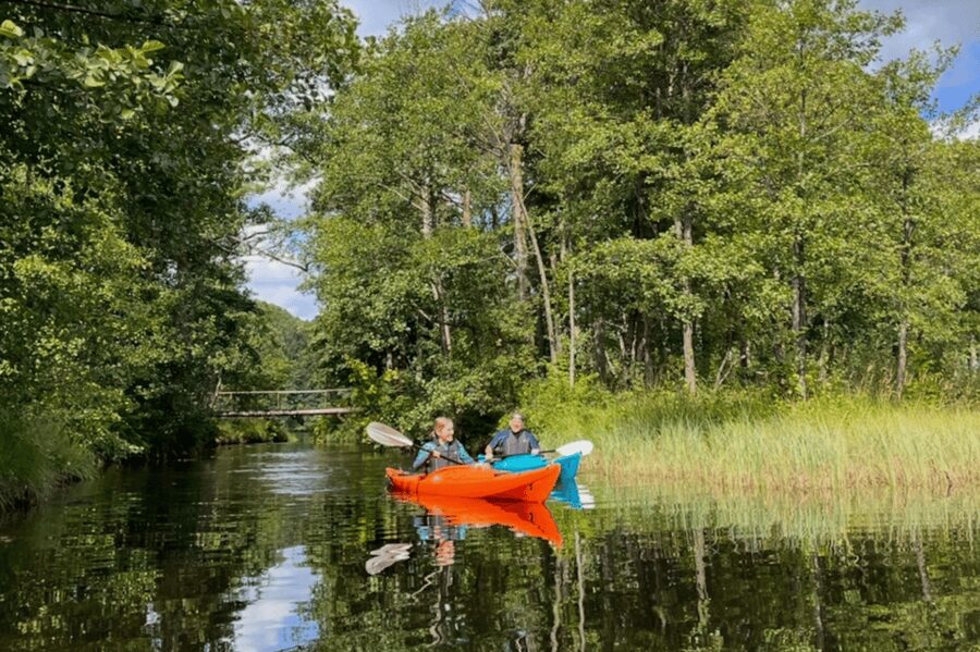 Kristiansand: River Kayaking Adventure - Approaching Kristiansand: old farms to modern city views