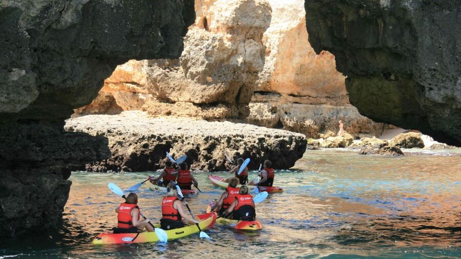 Lagos: Kayaking Tour - The catamaran support: how the tour stays relaxed while staying active