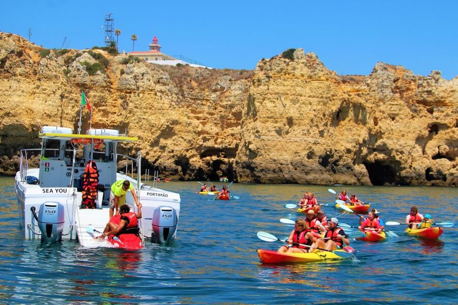 Lagos: Kayaking Tour - The end swim: clear water, warm up smart