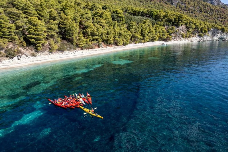 Lefkada:Nydri, Scorpios Kayak Odyssey Island Hopping - Skorpios: swimming and snorkeling with a private-island story behind it