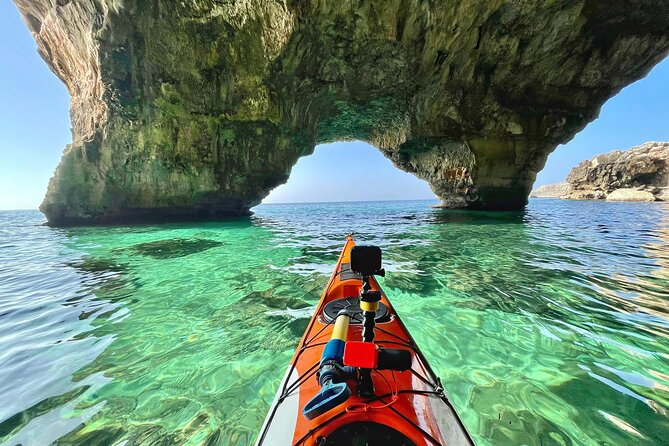 Leuca kayak tour + swimming + speleo-trek in cave - Your beginner sea-kayak course with Marco and Lorenzo