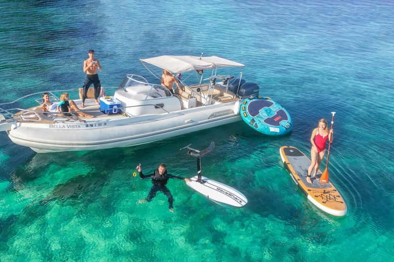 Mallorca: Private Watersports Boat. LUNCH Drinks SUP, Tubing - The Capelli speedboat setup: comfort, space, and real family friendliness