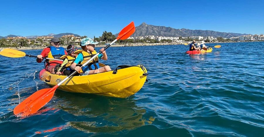 Marbella: Guided Kayak Tour in Puerto Banús - Paddle games that teach you without making it boring