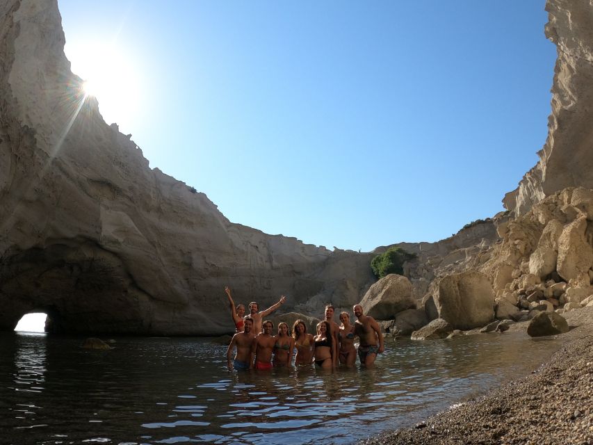 Milos: Full-Day Catamaran Cruise with Paddle Board - Sykia Cave: the salt-lake swim with a natural skylight
