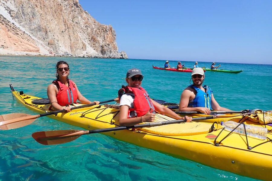 Milos: Guided Kayaking Trip with Snorkelling & Lunch - The first beach stop (about 1 hour): swim, snorkel, and reset your body