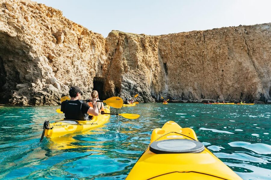 Milos: Tsigrado and Gerakas Beach Kayaking Tour - Tsigrado Beach Stop: Caves, Short Paddle Time, and Your First Real Swim
