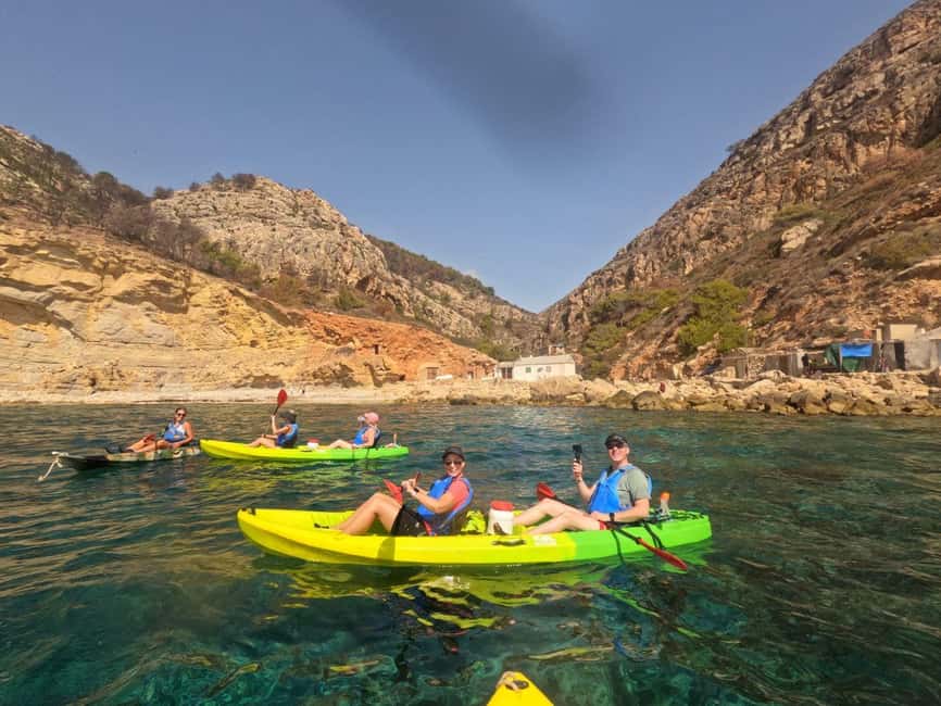 Moraig: Kayak Excursion to Moraig & Cave peces-testos - Kayak route: the short sailing segments that keep it fun