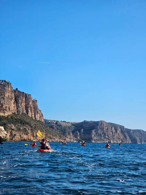 Moraira: Kayak trip from Moraira - Cala Punta Estrella and Teulada: swim time, guided tour, and free water breaks
