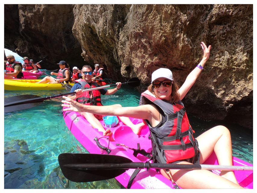 Nerja: Cliffs of Maro-Cerro Gordo Guided Kayak Tour - Nerja–Maro–Cerro Gordo cliffs and the watchtower perspective