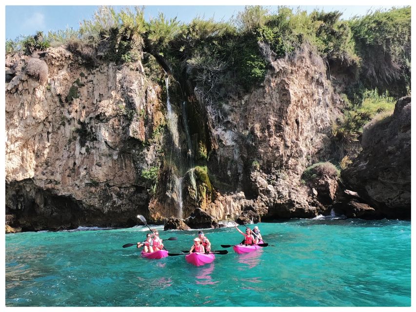 Nerja: Cliffs of Maro-Cerro Gordo Guided Kayak Tour - Swim and snorkel: how the clear water fits the pacing
