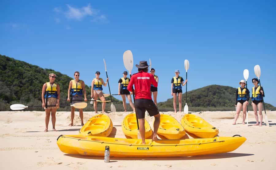 Noosa: Epic Ocean Kayak with Dolphins & 4WD Beach Adventure - The 4WD beach drive: Cooloola rainbow sands and Great Sandy National Park views