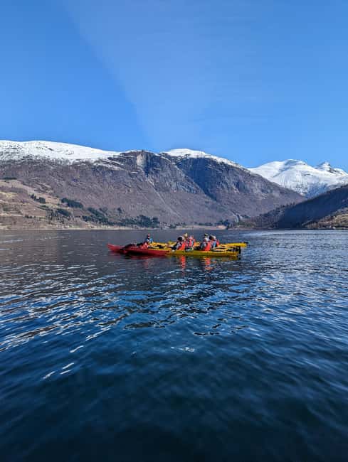 Olden: Fjord Kayaking + Drysuit & Safety Boat - Safety boat support: why you should feel relaxed, not scared