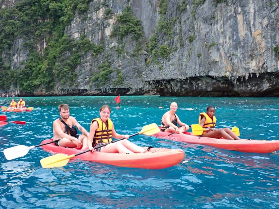 Phi Phi: Pirate Boat with Snorkeling, Kayaking, and Party - Monkey Beach and Viking Cave: fast stops, good photo momentum