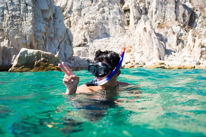 Private Los Cabos Arch and Playa del Amor Tour by Glass Bottom Kayak - Pelican Rock: your warm-up swim with real snorkel time