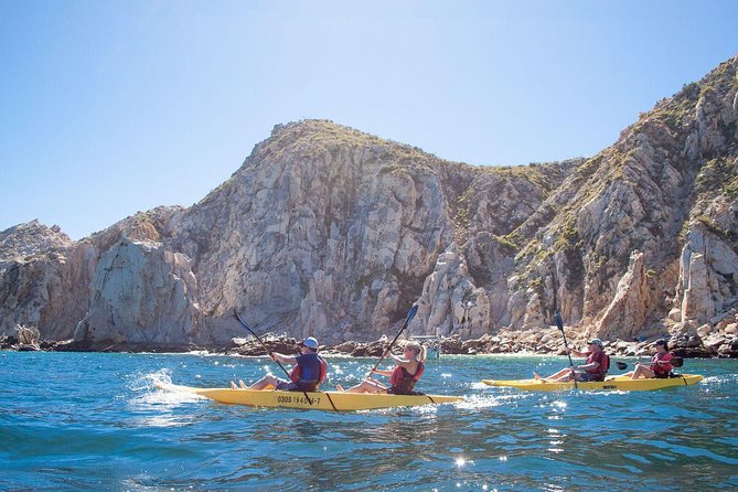 Private Los Cabos Arch & Playa del Amor tour by Glass bottom kayak - Stop 1: Pelican Rock and the snorkeling payoff