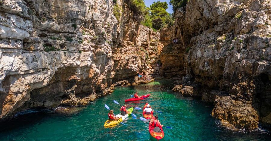 Pula: Kayak Adventure with Cave & Island Snorkeling - Where you meet and what you’ll carry (so you don’t overpack)