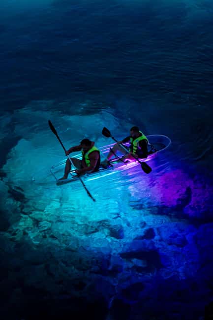 Pula: Night Kayak Tour with Glowing Kayaks - Blue Cave under moonlight: outside-only photos plus the story