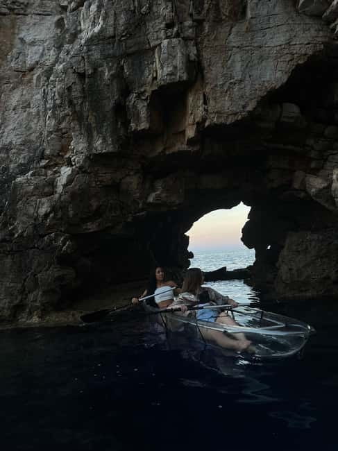 Pula: Sunset/Night Illuminated Transparent Kayak Tour - The Sea Canyon and Cave Glow: Natural Light Meets LED Magic